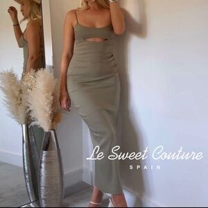 Olive Cutout Midi Dress